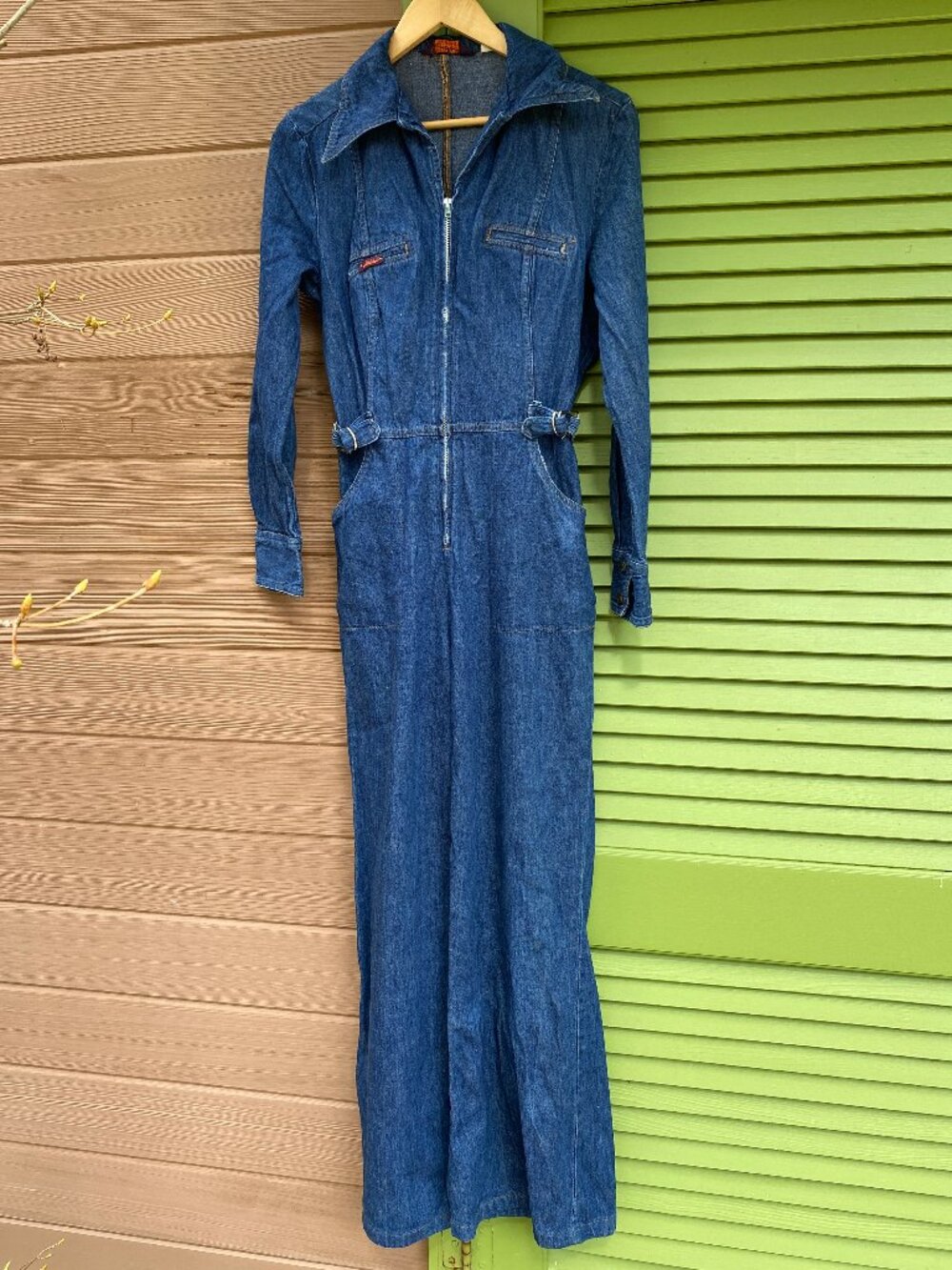 Vintage 1970s Denim Landlubber Long Sleeve Zip Up Jumpsuit - Size Small